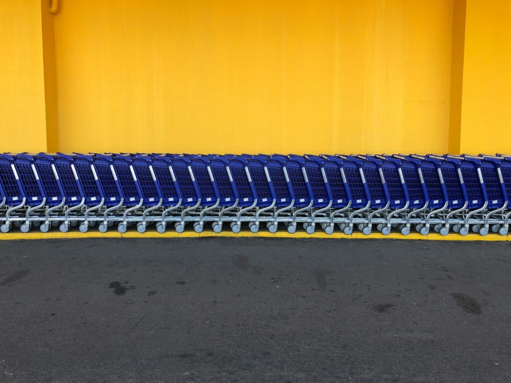 Photo by Fabio Bracht arranged blue grocery carts
