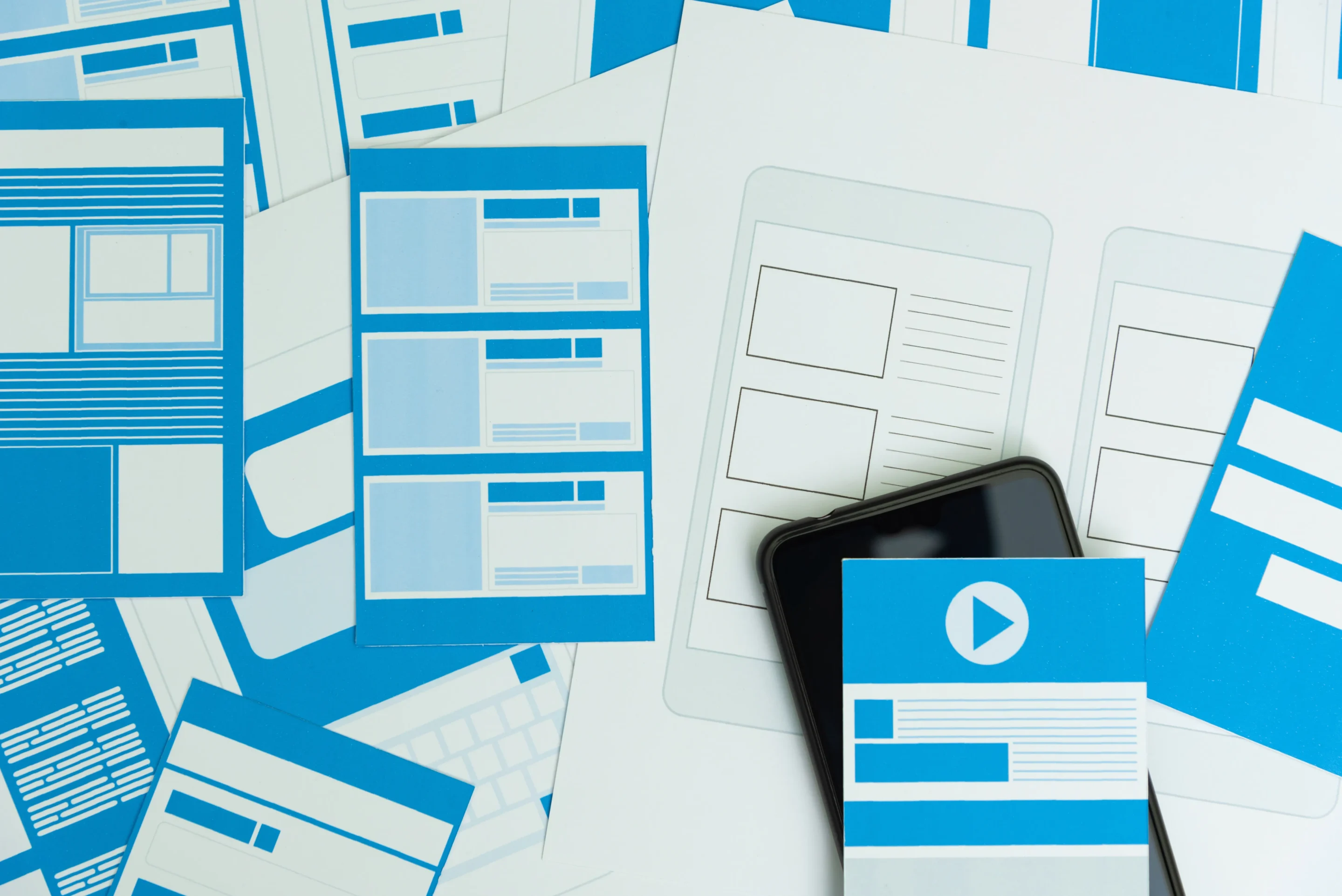 Mockup cartacei per rappresentare il concetto di sito web su misura professionale creato da Atman
